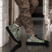 Fractal Mosaic Woodland CAMO Mens High-Top Canvas Shoes - Black / 5