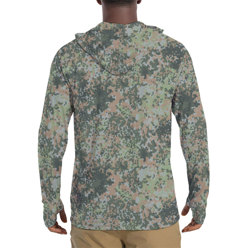 Fractal Mosaic Woodland CAMO Mens Sunscreen Sports Hoodie With Thumb Holes