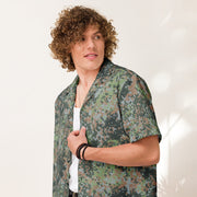 Fractal Mosaic Woodland CAMO Unisex Short-Sleeve Button Shirt - 2XS - Button-Up