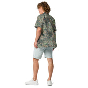 Fractal Mosaic Woodland CAMO Unisex Short-Sleeve Button Shirt - Button-Up