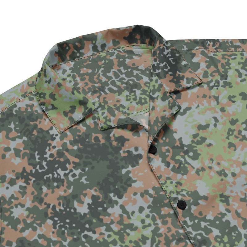 Fractal Mosaic Woodland CAMO Unisex Short-Sleeve Button Shirt - Button-Up