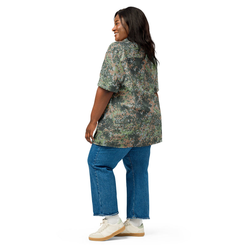 Fractal Mosaic Woodland CAMO Unisex Short-Sleeve Button Shirt - Button-Up