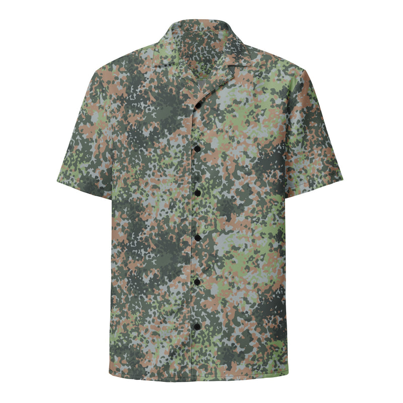 Fractal Mosaic Woodland CAMO Unisex Short-Sleeve Button Shirt - Button-Up