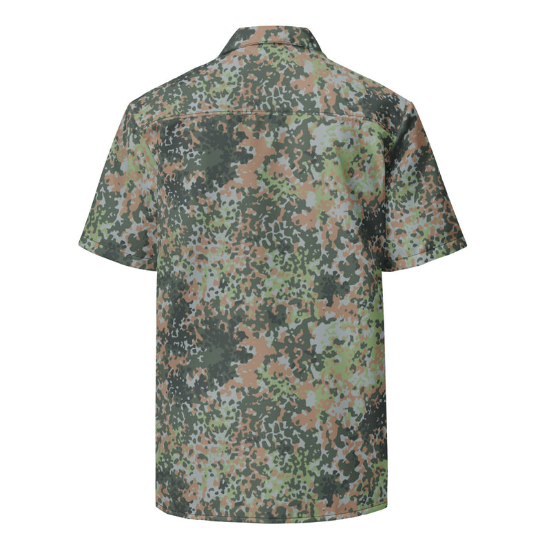 Fractal Mosaic Woodland CAMO Unisex Short-Sleeve Button Shirt - Button-Up