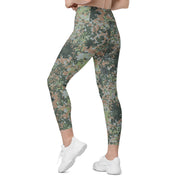 Fractal Mosaic Woodland CAMO Womens Leggings with Pockets - Women