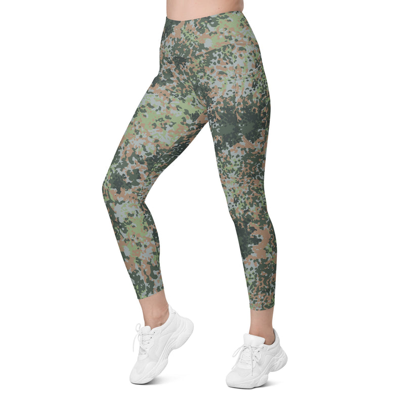 Fractal Mosaic Woodland CAMO Womens Leggings with Pockets - Women
