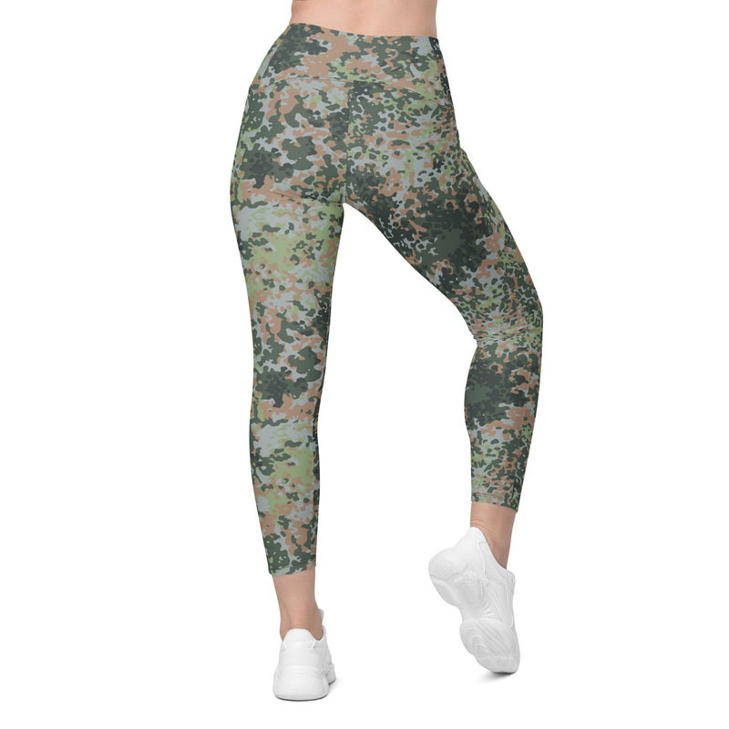 Fractal Mosaic Woodland CAMO Womens Leggings with Pockets - Women
