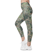 Fractal Mosaic Woodland CAMO Womens Leggings with Pockets - Women