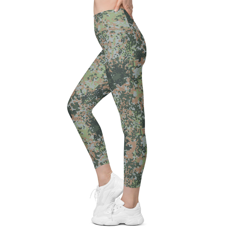 Fractal Mosaic Woodland CAMO Womens Leggings with Pockets - Women