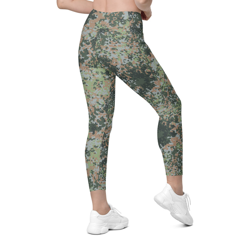 Fractal Mosaic Woodland CAMO Womens Leggings with Pockets - Women