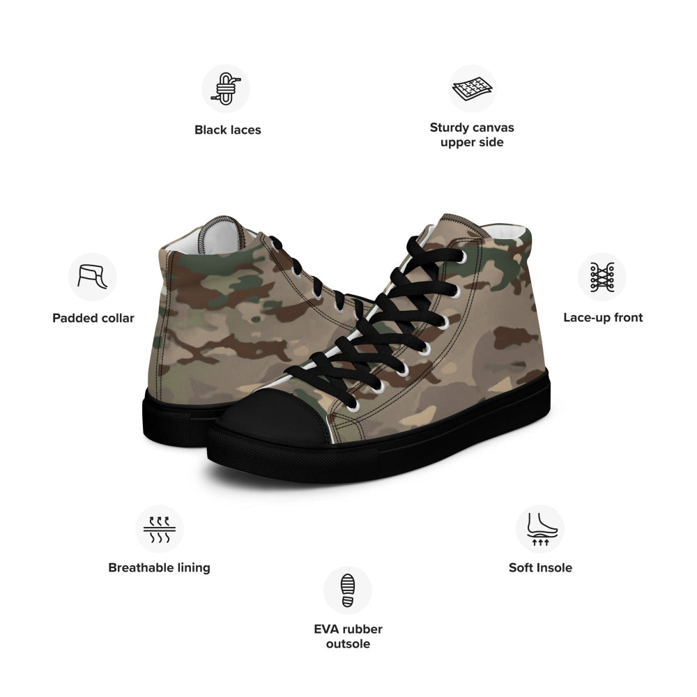 French Bariolage Multi Environnement (BME) CAMO Men’s high top canvas shoes - Mens High Top Canvas Shoes