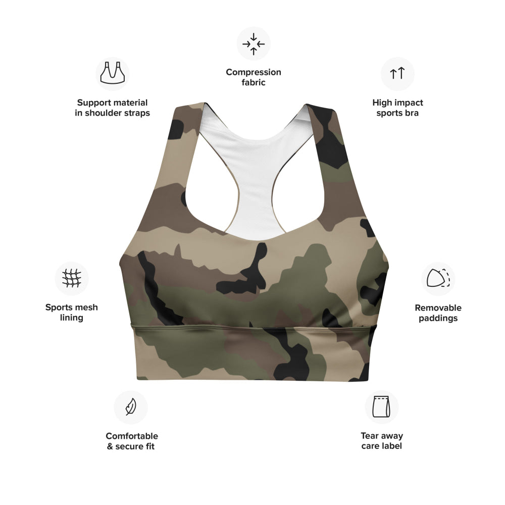 French Camouflage Centre-Europe (CCE) CAMO Longline sports bra - Womens Sports Bra