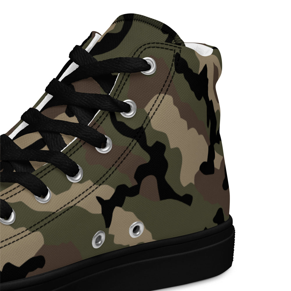 French Camouflage Centre-Europe (CCE) CAMO Men’s high top canvas shoes - Mens High Top Canvas Shoes