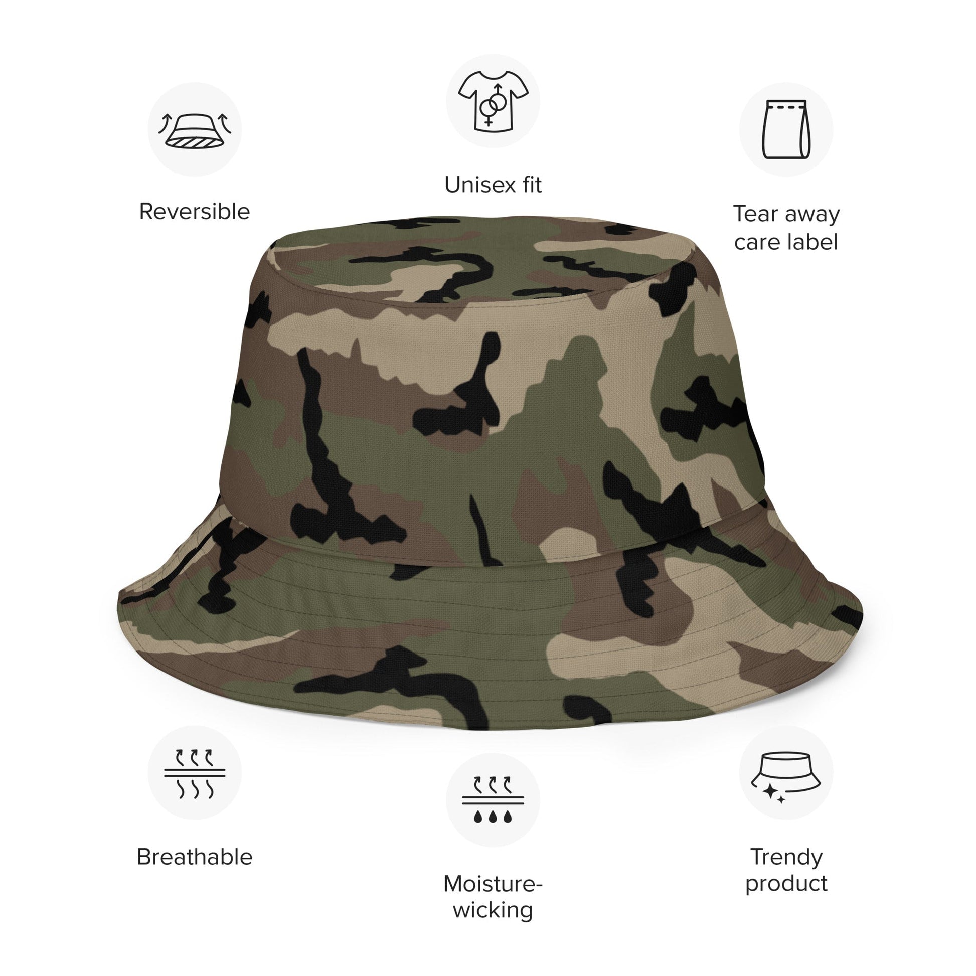 French CCE Woodland CAMO Reversible bucket hat - Bucket Hats