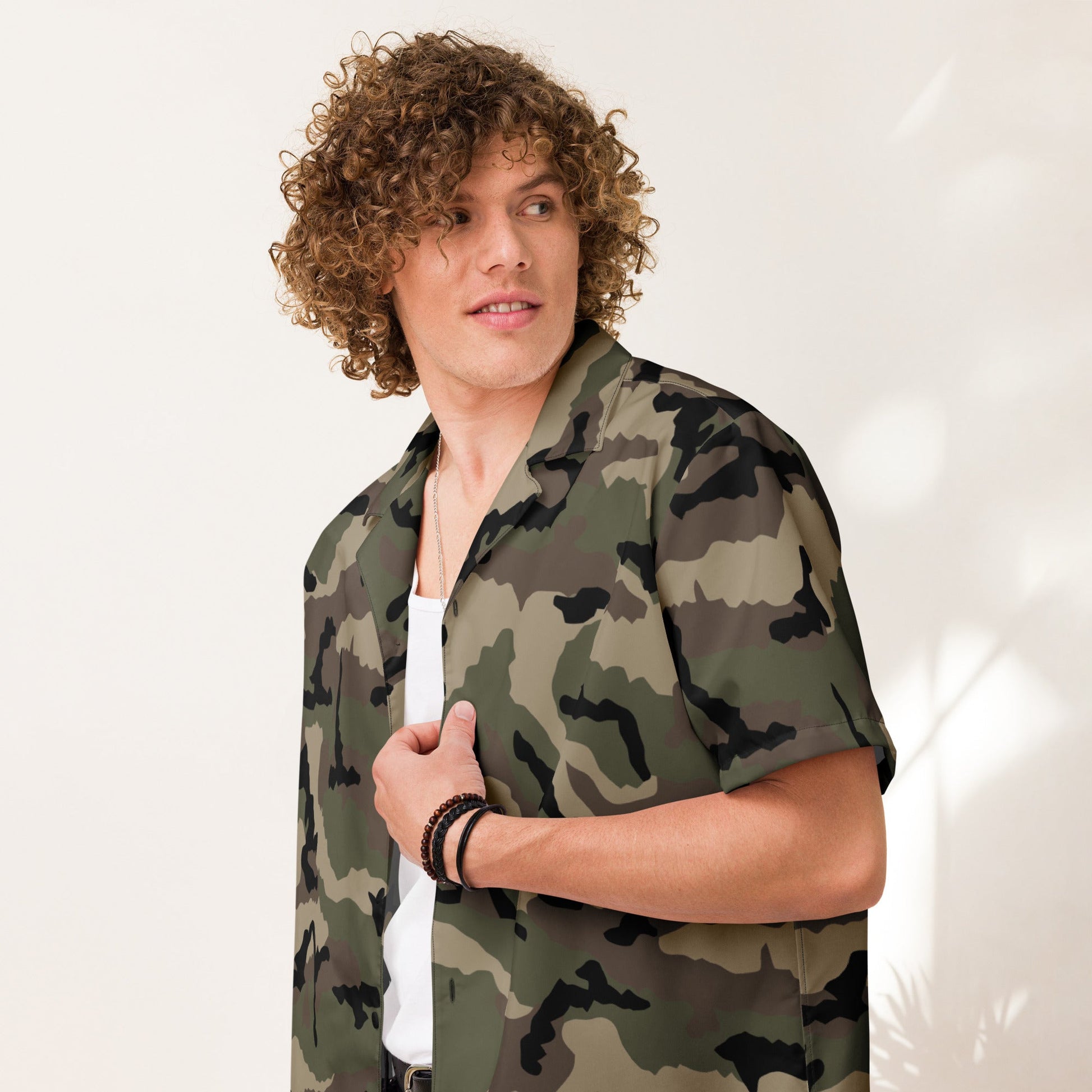 French CCE Woodland CAMO Unisex button shirt Button Shirts