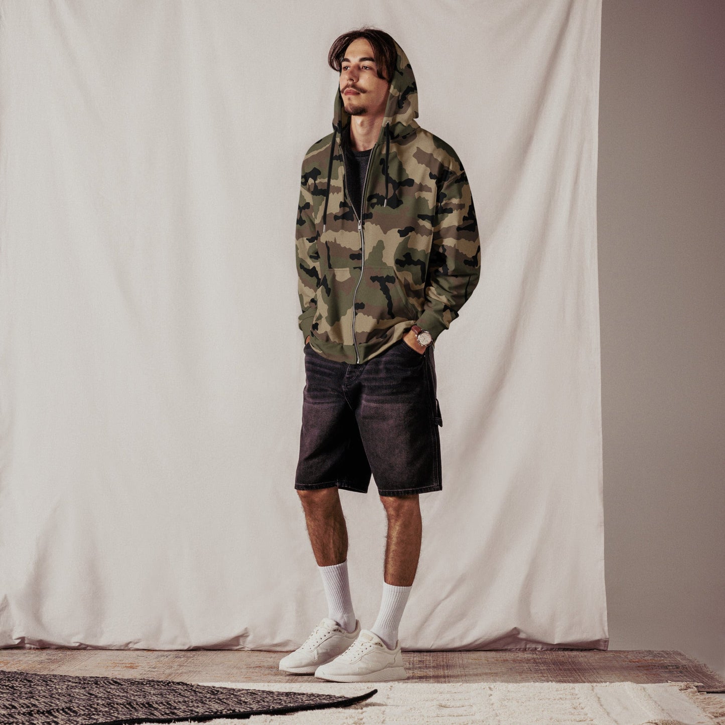 French CCE Woodland CAMO Unisex zip hoodie Zip Hoodies