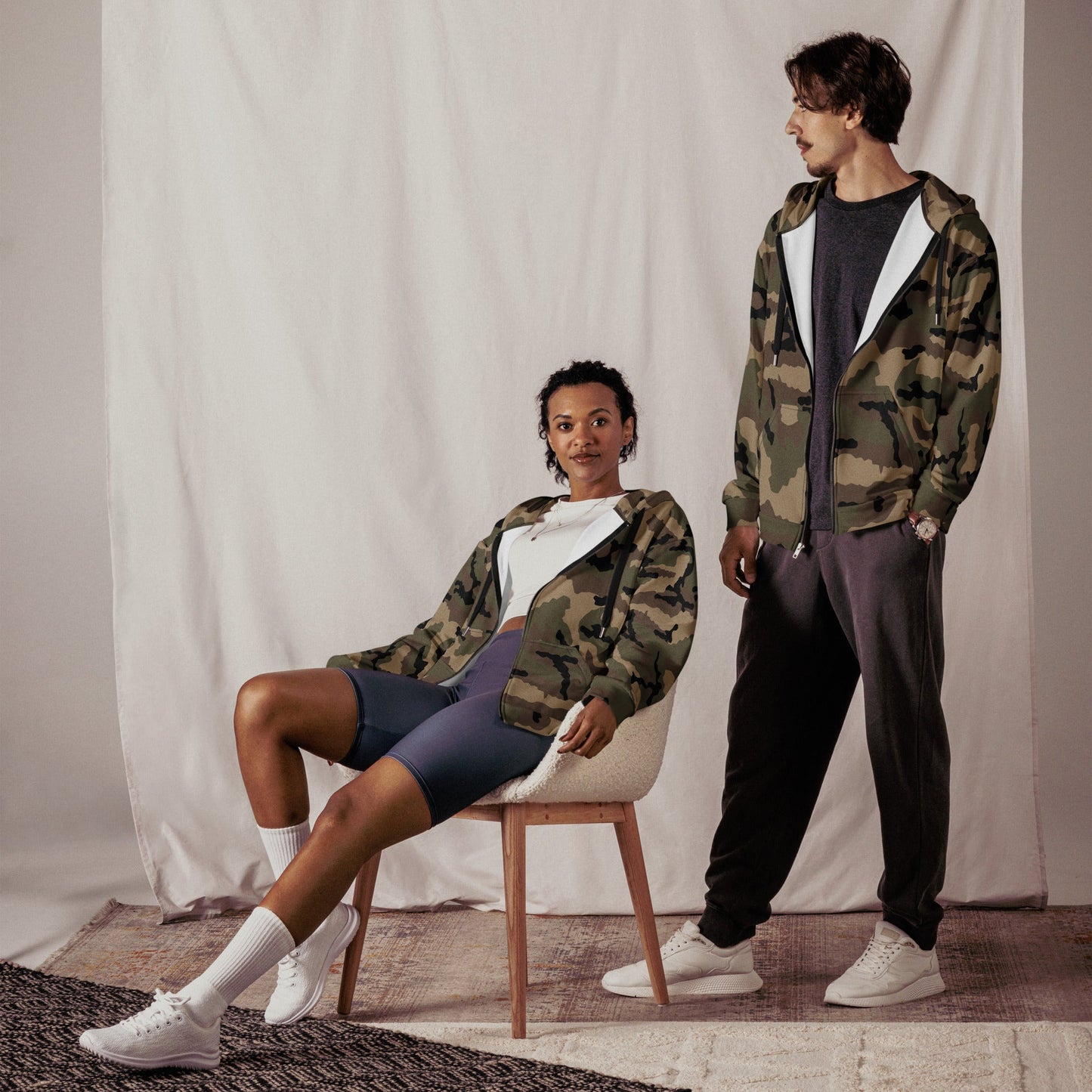 French CCE Woodland CAMO Unisex zip hoodie Zip Hoodies