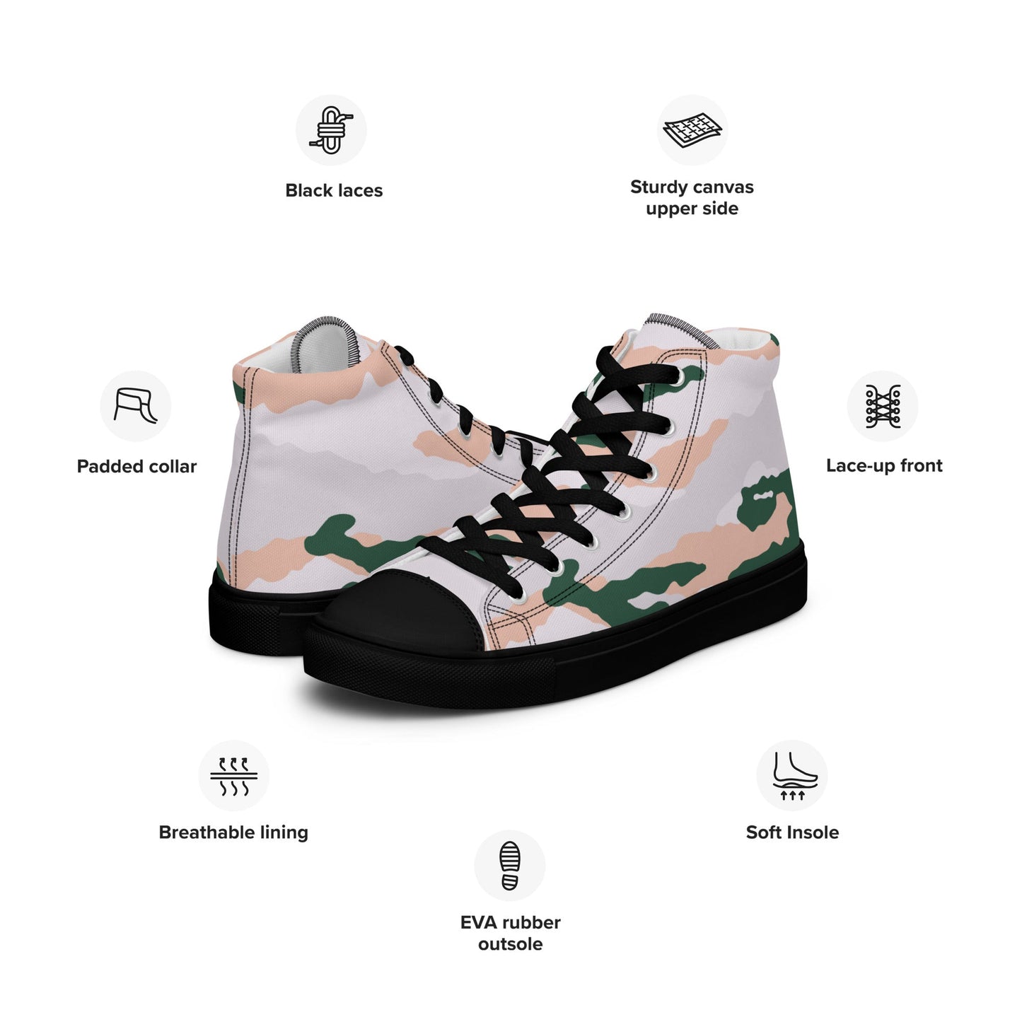 French Chasseur Alpins Tundra CAMO Mens high top canvas shoes - High Top Canvas Shoes