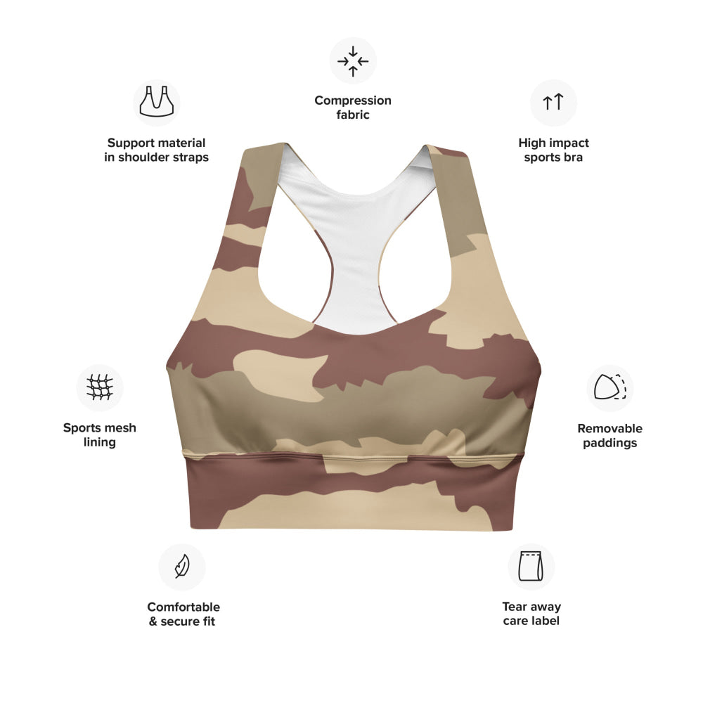 French Daguet Desert CAMO Longline sports bra - Womens Sports Bra