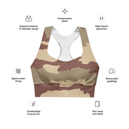 French Daguet Desert CAMO Longline sports bra - Womens Sports Bra