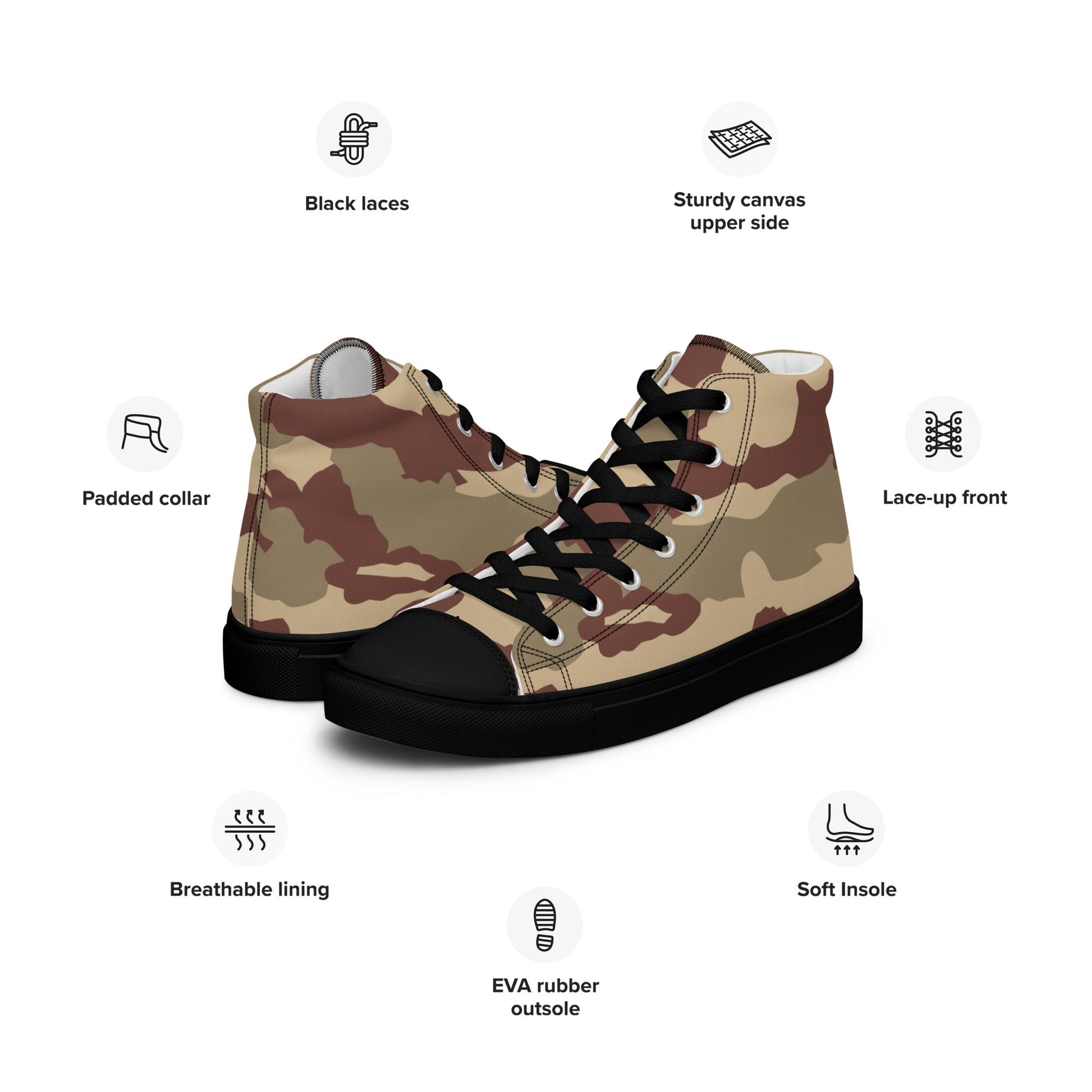 French Daguet Desert CAMO Mens high top canvas shoes High Top Canvas Shoes