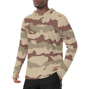 Daguet Desert CAMO Mens Sunscreen Sports Hoodie With Thumb Holes - S / White