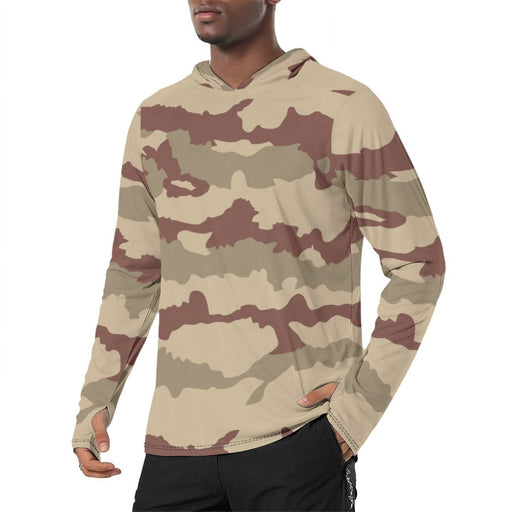 Daguet Desert CAMO Mens Sunscreen Sports Hoodie With Thumb Holes - S / White