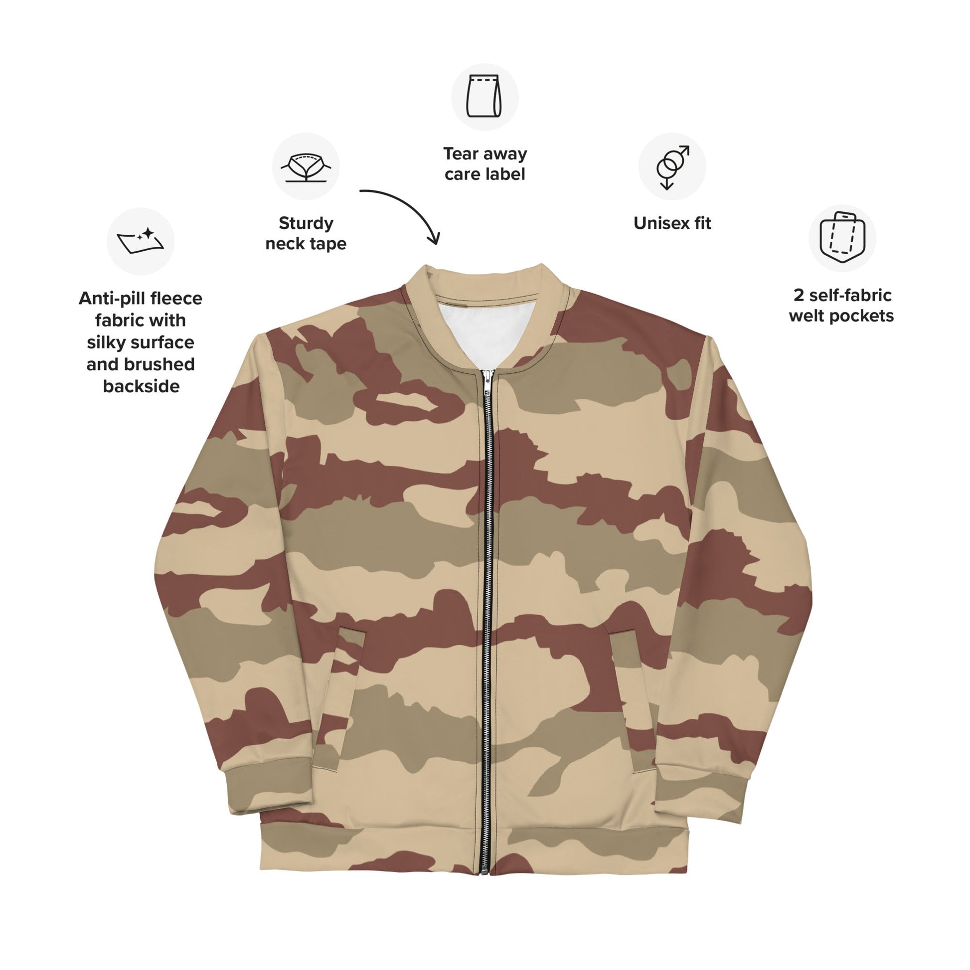 French Daguet Desert CAMO Unisex Bomber Jacket - Jackets