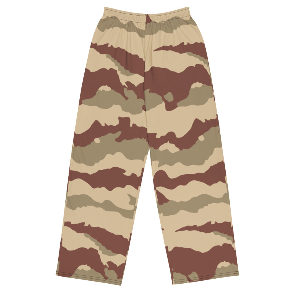 French Daguet Desert CAMO unisex wide-leg pants - 2XS - Unisex Wide-Leg Pants