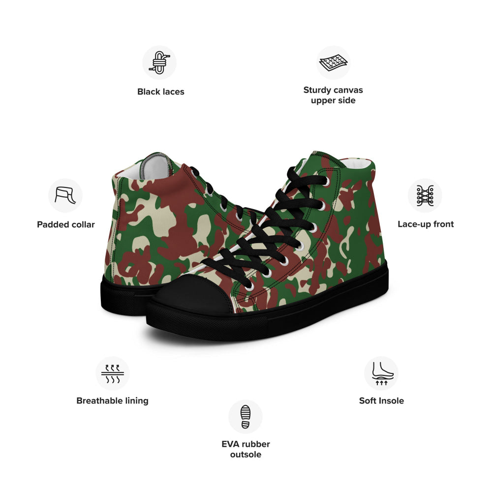 French Flecktarn Experimental CAMO Men’s high top canvas shoes - Mens High Top Canvas Shoes