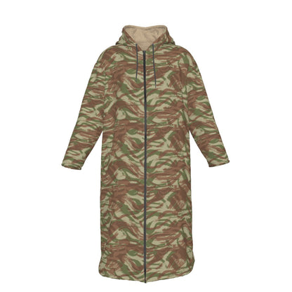 French Lizard A1 Airborne CAMO Men’s Sherpa Zip Up Long Coat - S / White - Mens