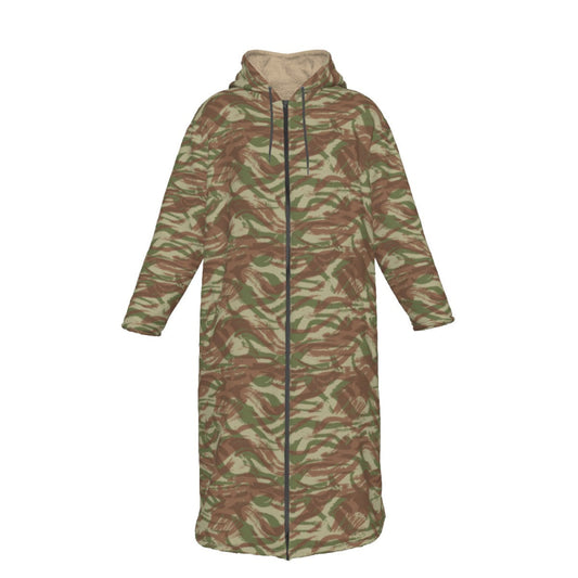 French Lizard A1 Airborne CAMO Men’s Sherpa Zip Up Long Coat - S / White - Mens