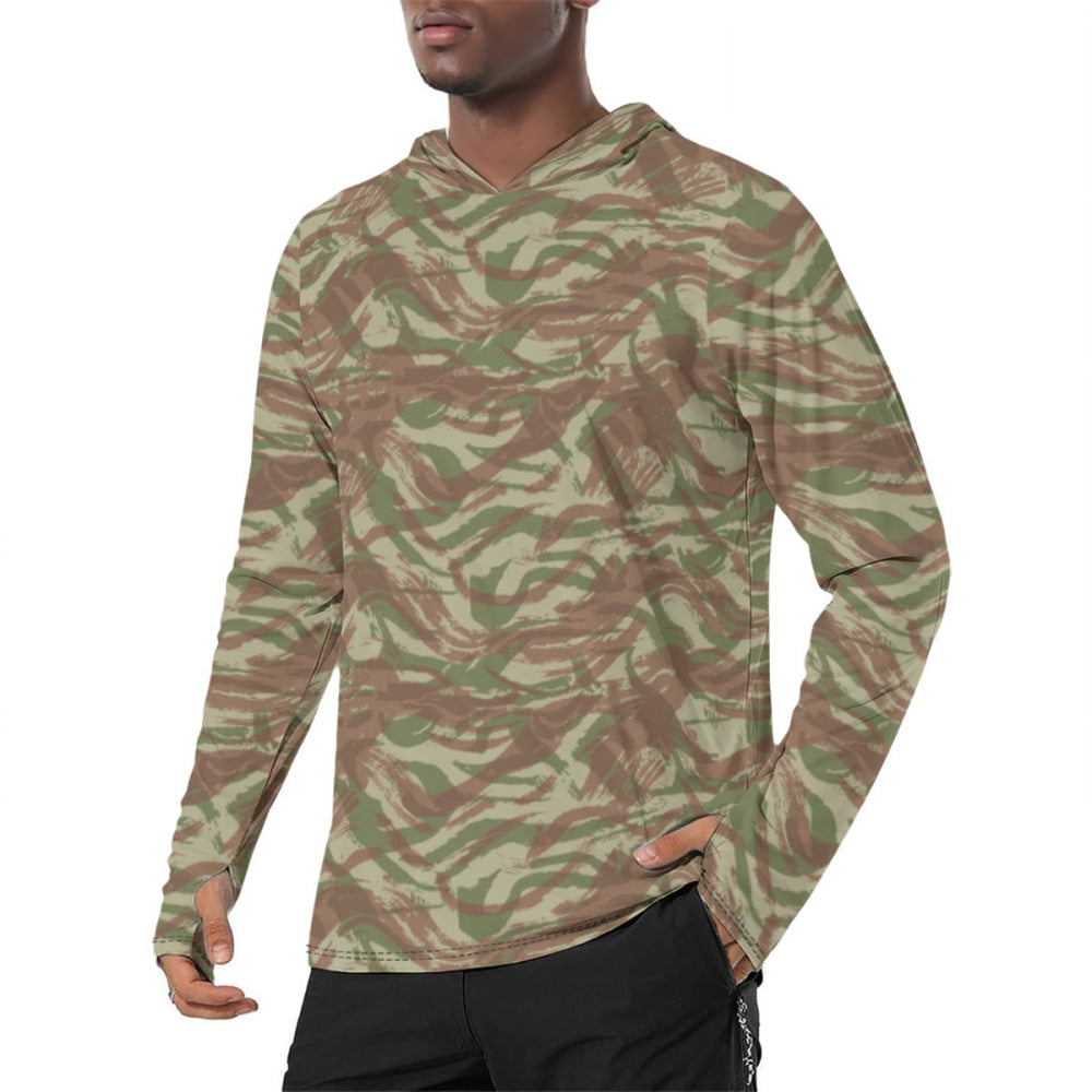 French Lizard A1 Airborne CAMO Men’s Sunscreen Sports Hoodie With Thumb Holes - S / White - Mens