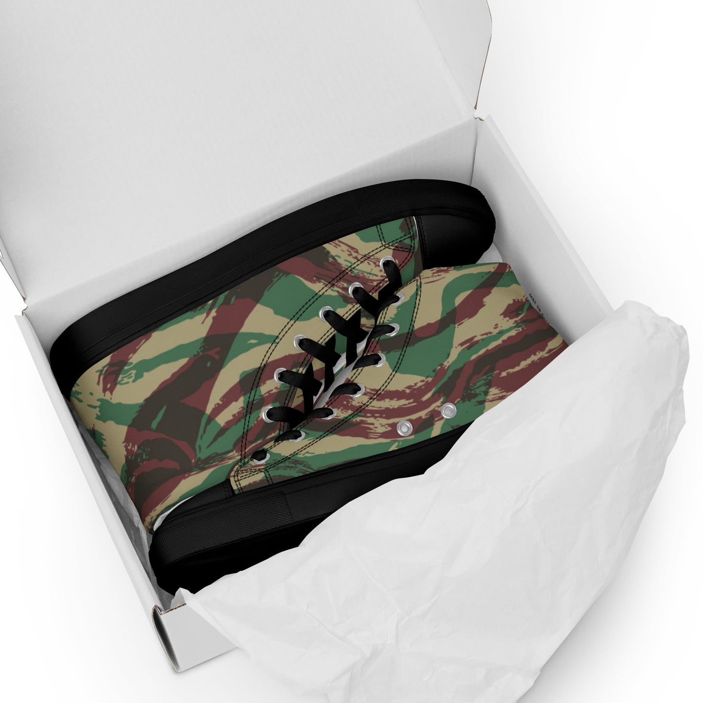 French Lizard D Algerian War CAMO Mens high top canvas shoes - High Top Canvas Shoes