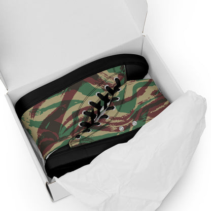 French Lizard D Algerian War CAMO Mens high top canvas shoes - High Top Canvas Shoes