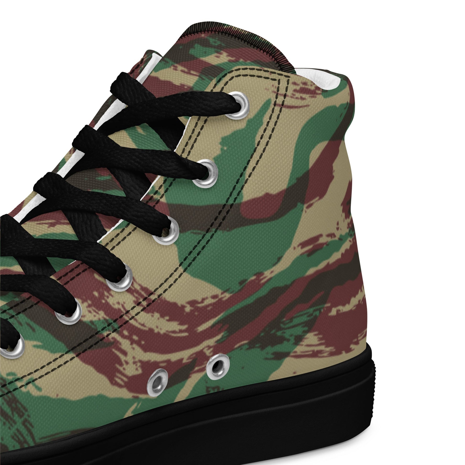 French Lizard D Algerian War CAMO Mens high top canvas shoes - High Top Canvas Shoes