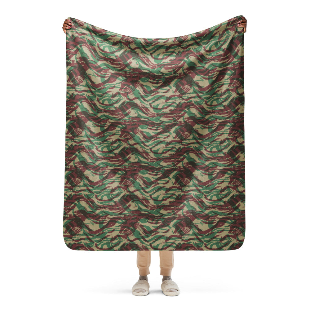 French Lizard D Algerian War CAMO Sherpa blanket - 50″×60″ - Blanket