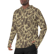 Frog Skin M1942 Beach CAMO Mens Sunscreen Sports Hoodie With Thumb Holes - S / White