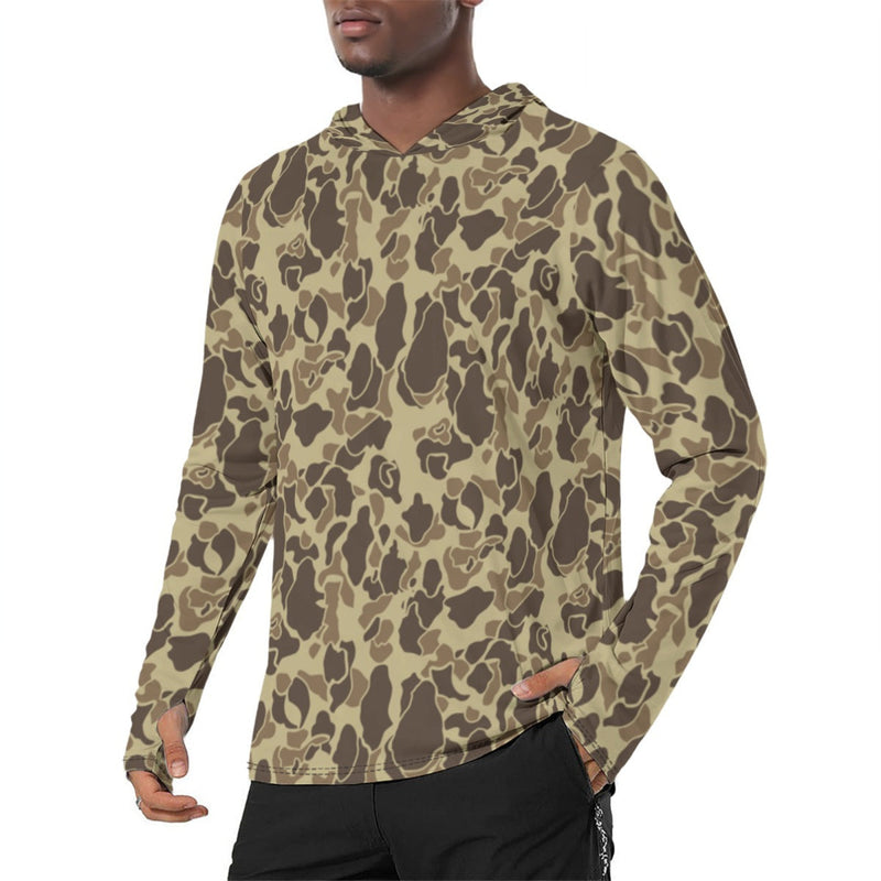 Frog Skin M1942 Beach CAMO Mens Sunscreen Sports Hoodie With Thumb Holes - S / White