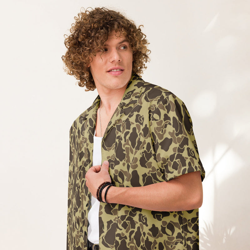 Frog Skin M1942 Beach CAMO Unisex Short-Sleeve Button Shirt - 2XS - Button-Up