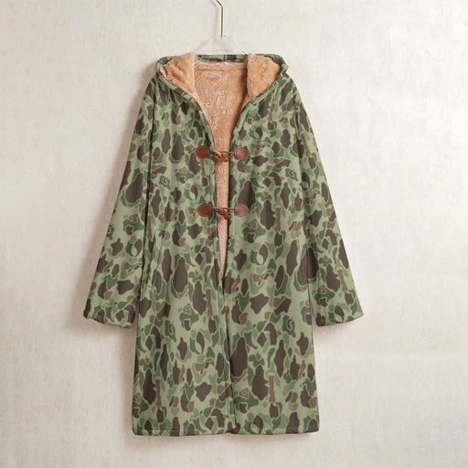 Frog Skin M1942 Jungle CAMO Men’s Horn Button Long Fleece Coat - S / White - Jacket