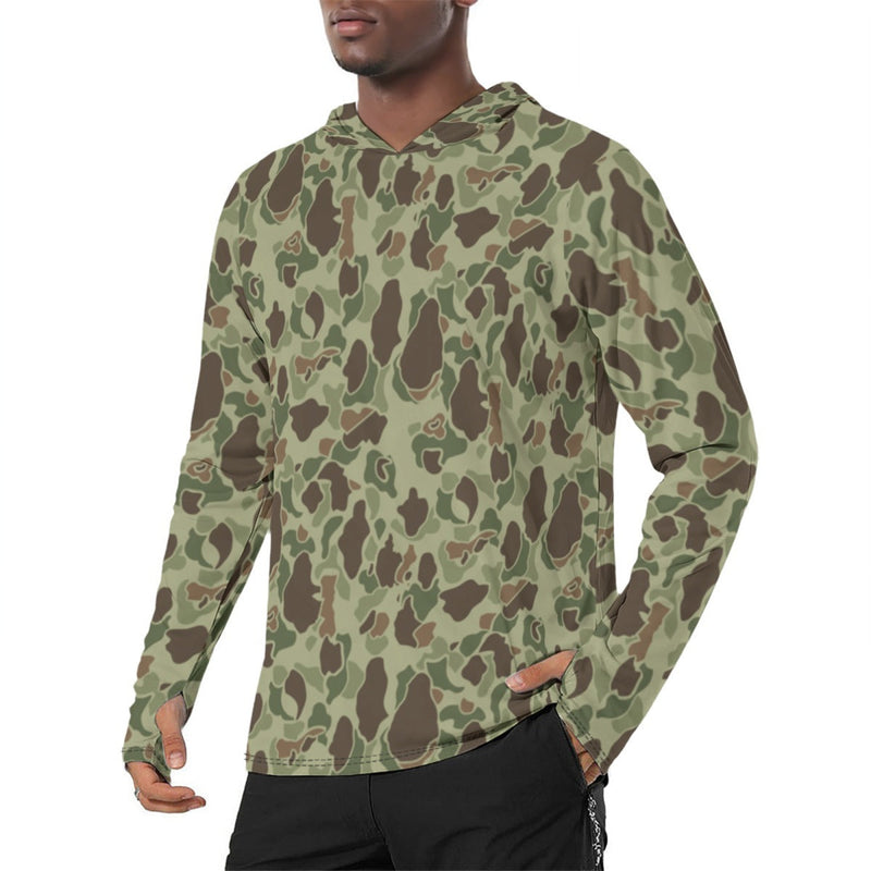 Frog Skin M1942 Jungle CAMO Mens Sunscreen Sports Hoodie With Thumb Holes - S / White
