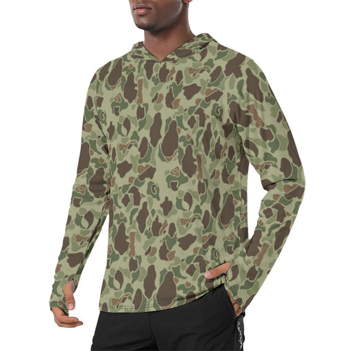 Frog Skin M1942 Jungle CAMO Mens Sunscreen Sports Hoodie With Thumb Holes - S / White