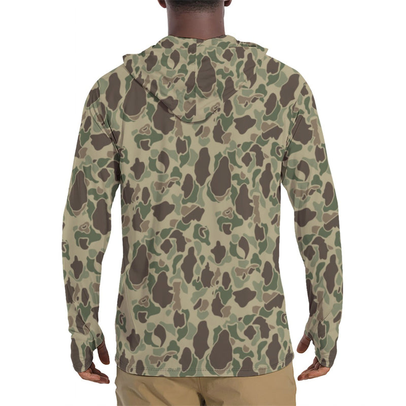 Frog Skin Multi-terrain CAMO Mens Sunscreen Sports Hoodie With Thumb Holes