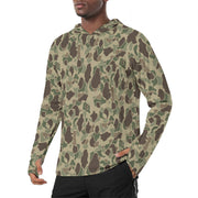 Frog Skin Multi-terrain CAMO Mens Sunscreen Sports Hoodie With Thumb Holes - S / White