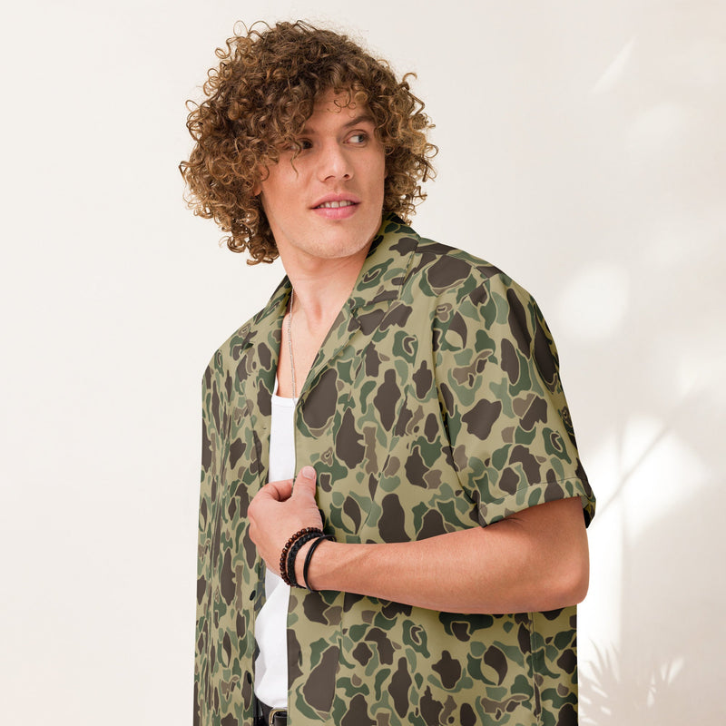 Frog Skin Multi-terrain CAMO Unisex Short-Sleeve Button Shirt - 2XS - Button-Up