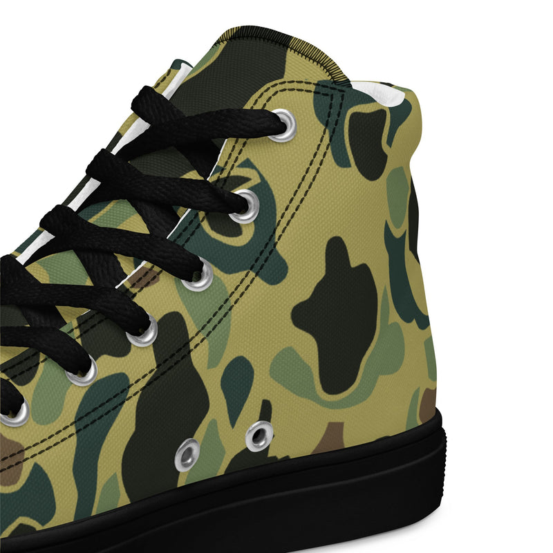 Frog Skin Olive Canopy CAMO Mens High-Top Canvas Shoes