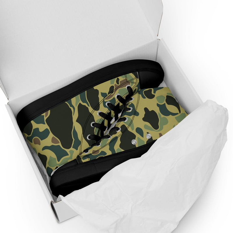 Frog Skin Olive Canopy CAMO Mens High-Top Canvas Shoes