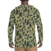 Frog Skin Olive Canopy CAMO Mens Sunscreen Sports Hoodie With Thumb Holes