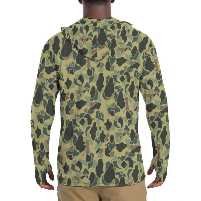 Frog Skin Olive Canopy CAMO Mens Sunscreen Sports Hoodie With Thumb Holes